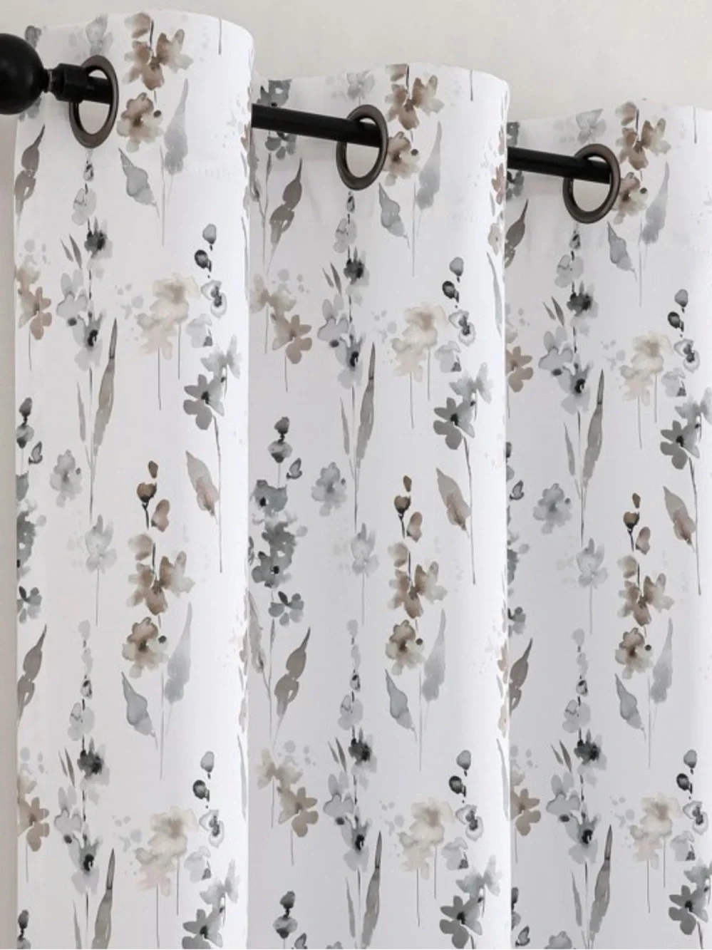 Isla Floral Printed Grommet Room Darkening Curtain Panel Pair.